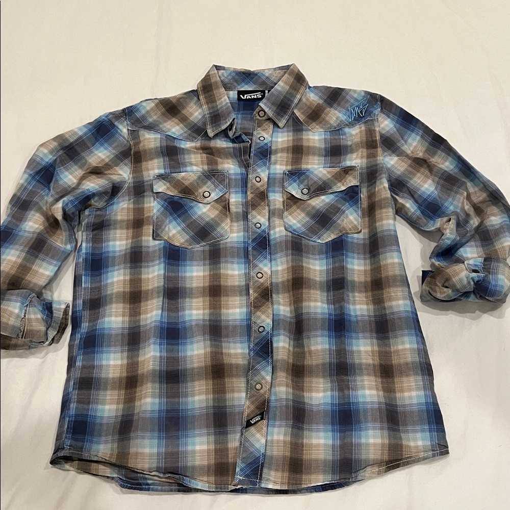 Vans Blue and Brown Checkered Shirt